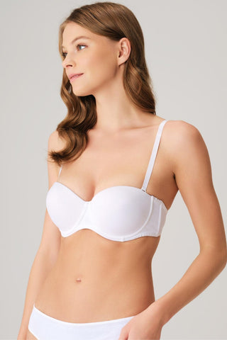 Sujetador balconette sin tirantes push-up