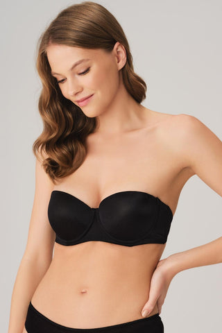 Sujetador balconette sin tirantes push-up